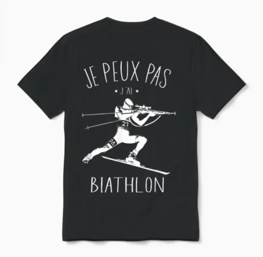 J'peux Pas J'ai Biathlon T-Shirt Gift Humour Sport T-Shirt, Black, S Unisex T-Shirt in Black