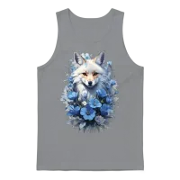 Beautiful Blue Fox Flower Design . Cute Fox Unisex Tank Top - Sport Grey – 1