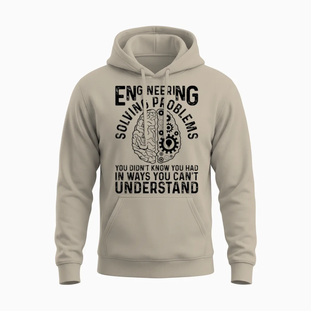 Engineer Engineering Gear Brain Technician Enginee Unisex Hoodie in Sand