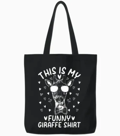 This Is My Funny Giraffe Shirt - Funny Giraffe Tote Bags - Black