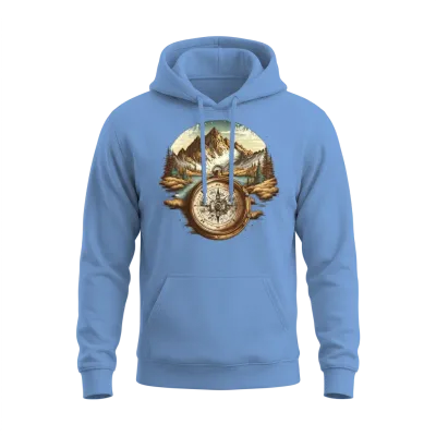 Beautiful Scenery for Hiking with a Compass Unisex Hoodie - Carolina Blue