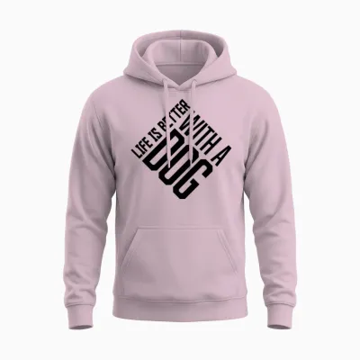 Better with a Dog Unisex Hoodie - Light Pink