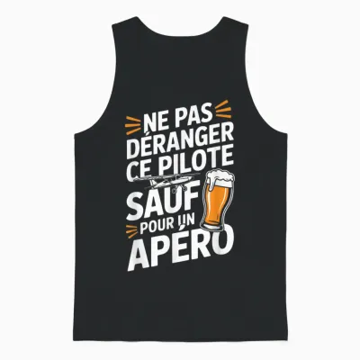 Airplane Aperitif Man Humour Gift Idea Pilot Funny Beer Unisex Tank Top - Black