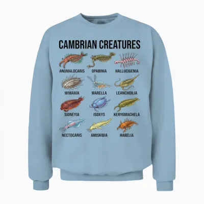 Cambrian Creatures Paläontology Fossil Marine Life Unisex Sweatshirt - Light Blue