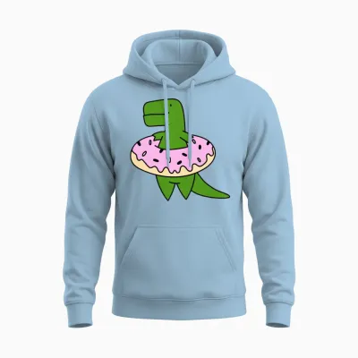 Funny Pizza Dinosaurus Unisex Hoodie - Light Blue