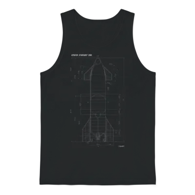 Spacex Starship Sn8 Blueprint Unisex Tank Top - Black