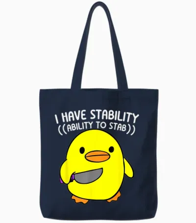 Lustige Ente Geschenke Sarkastische Meme Süße Chibi Ente Mit Messer Tote Bags - Navy