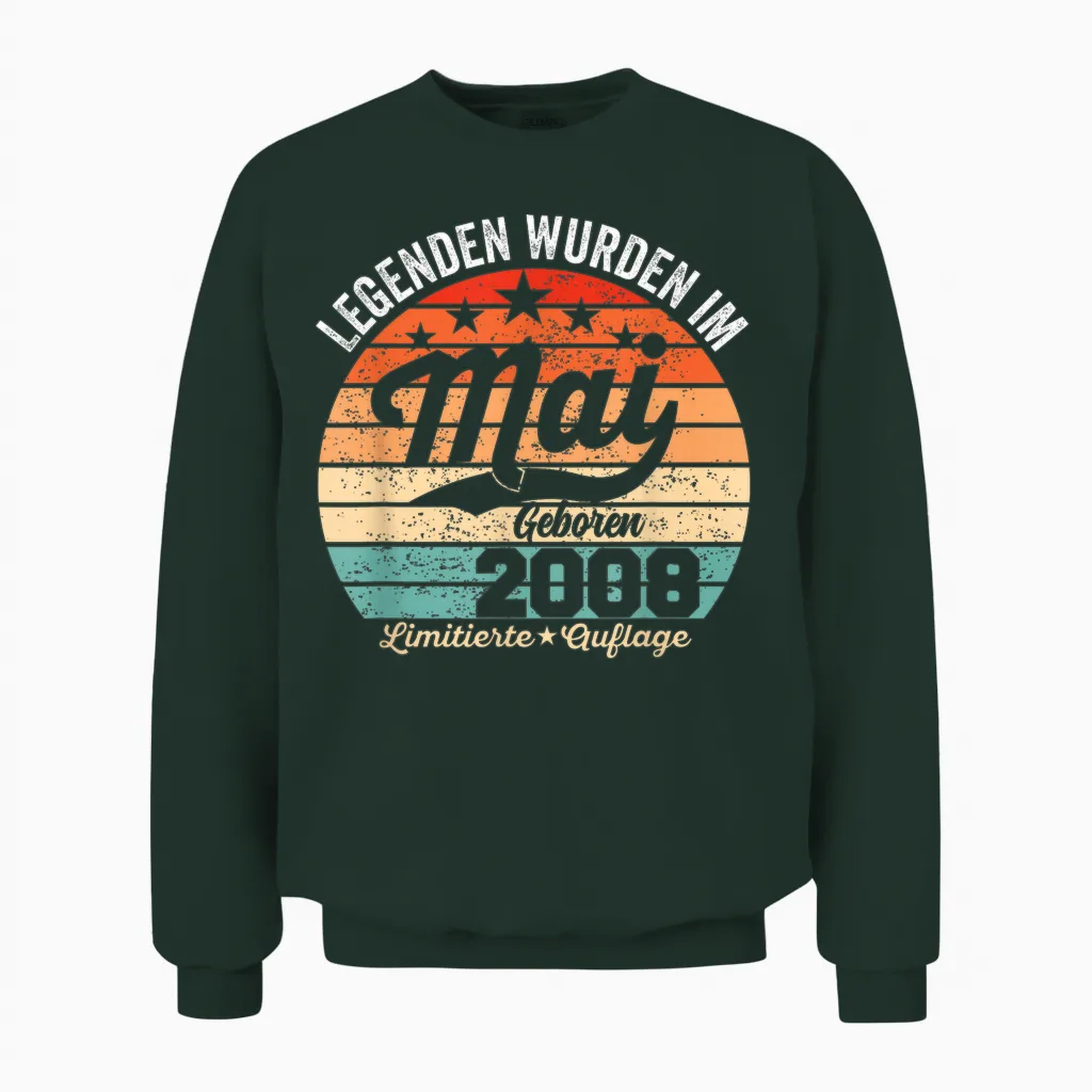 18. Geburtstag Geschenk Mann Legenden Sind Im Mai 2008 Unisex Sweatshirt in Forest