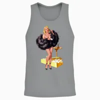Retro Vintage Pin Up Girl in Fur Unisex Tank Top in Sport Grey - 2