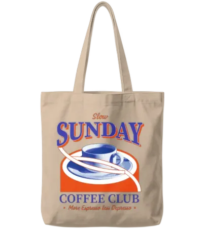 Slow Sunday Coffee Club Tote Bags - Natural