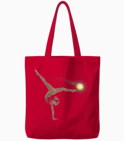 Gymnastics Gift Women Girls Kids Gymnastics T-Shirt, Black, S Tote Bags - Red