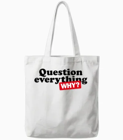 Question Everything Retro Tote Bags - White