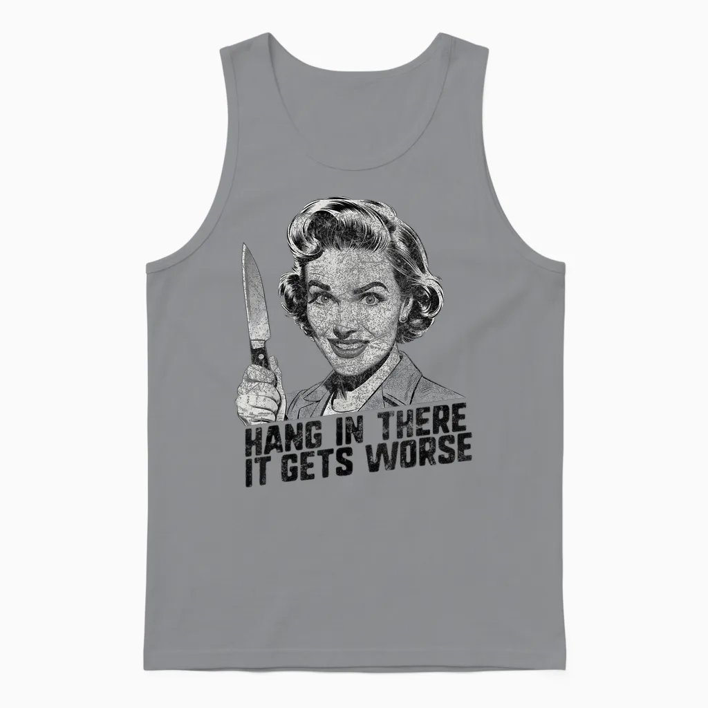 Humour Noir Drôle Rétro Horreur Graphique Alternative Gothique Humour Unisex Tank Top in Sport Grey