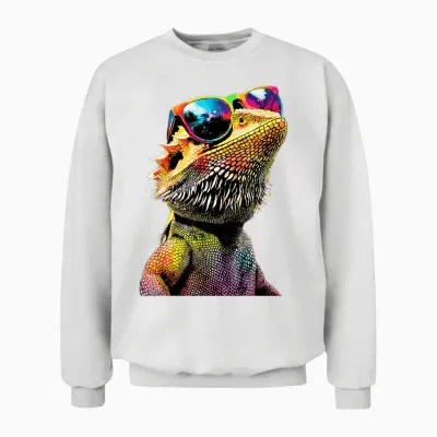 Bearded Dragon Lizard Pogona Bearded Dragon Cute Bearded Dragon Unisex Sweatshirt - White