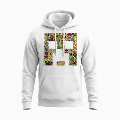 Minecraft Creeper Big Face Collage T-Shirt, Black Unisex Hoodie - White