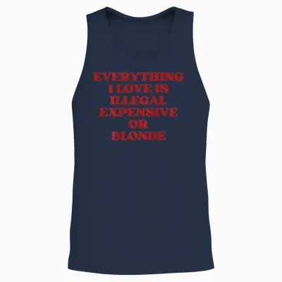 Expensive or Blonde (on Back) Unisex Tank Top - Navy