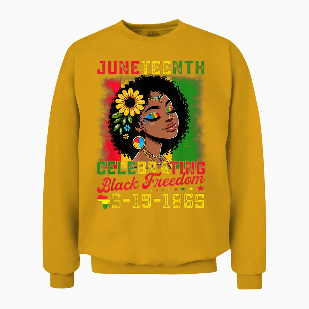 Juneteenth Shirts Women Celebrating Black Freedom Day 1865 Unisex Sweatshirt in Gold