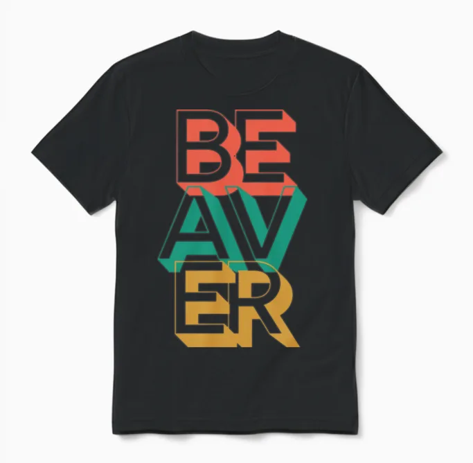 Retro Beaver Unisex T-Shirt in Black