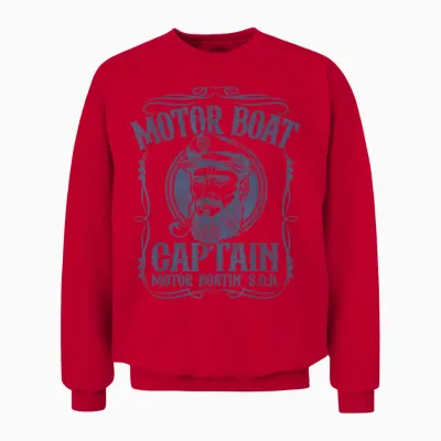 Motor Boat Captain Funny Pontoon Boating Motor Boatin Lake Unisex Sweatshirt - Red