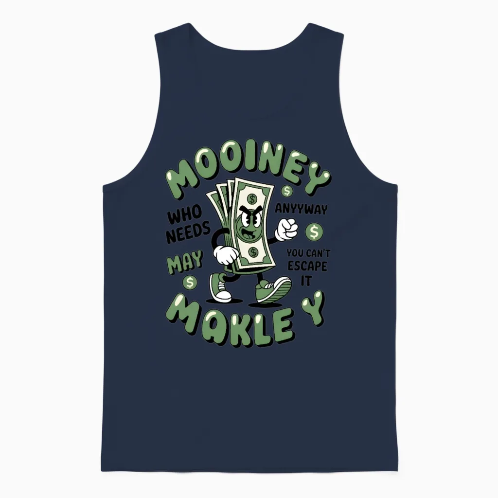 Money Mover Cartoon β Funny Retro Cash Art Unisex Tank Top in Navy