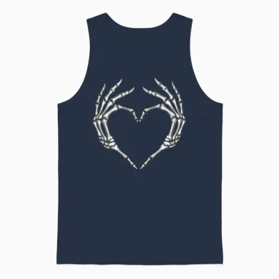 Skeleton Hands Heart Valentine Halloween Costume Unisex Tank Top - Navy