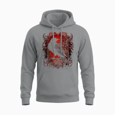 Odins Raven Viking Norse Runes Nordmann Mythology T-Shirt, Black Unisex Hoodie - Sport Grey
