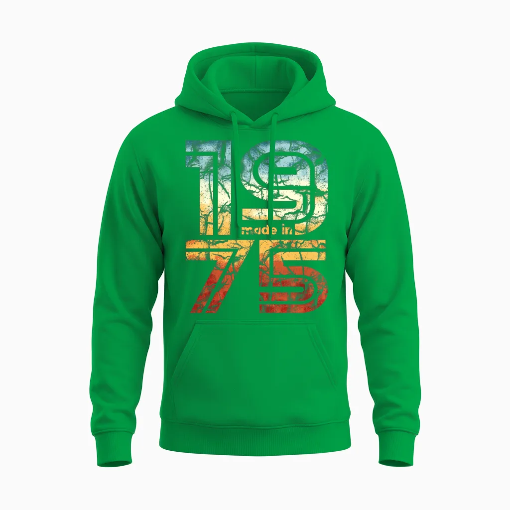 Made in 1975 - Vintage Retro Unisex Hoodie - Irish Green