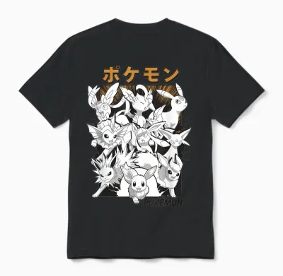 Pokémon Eevee & Eeveelutions Epic Mashup Vintage Unisex T-Shirt - Black