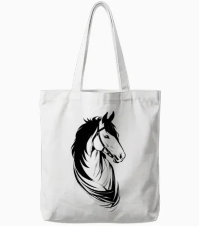 Black Horse Tote Bags - White