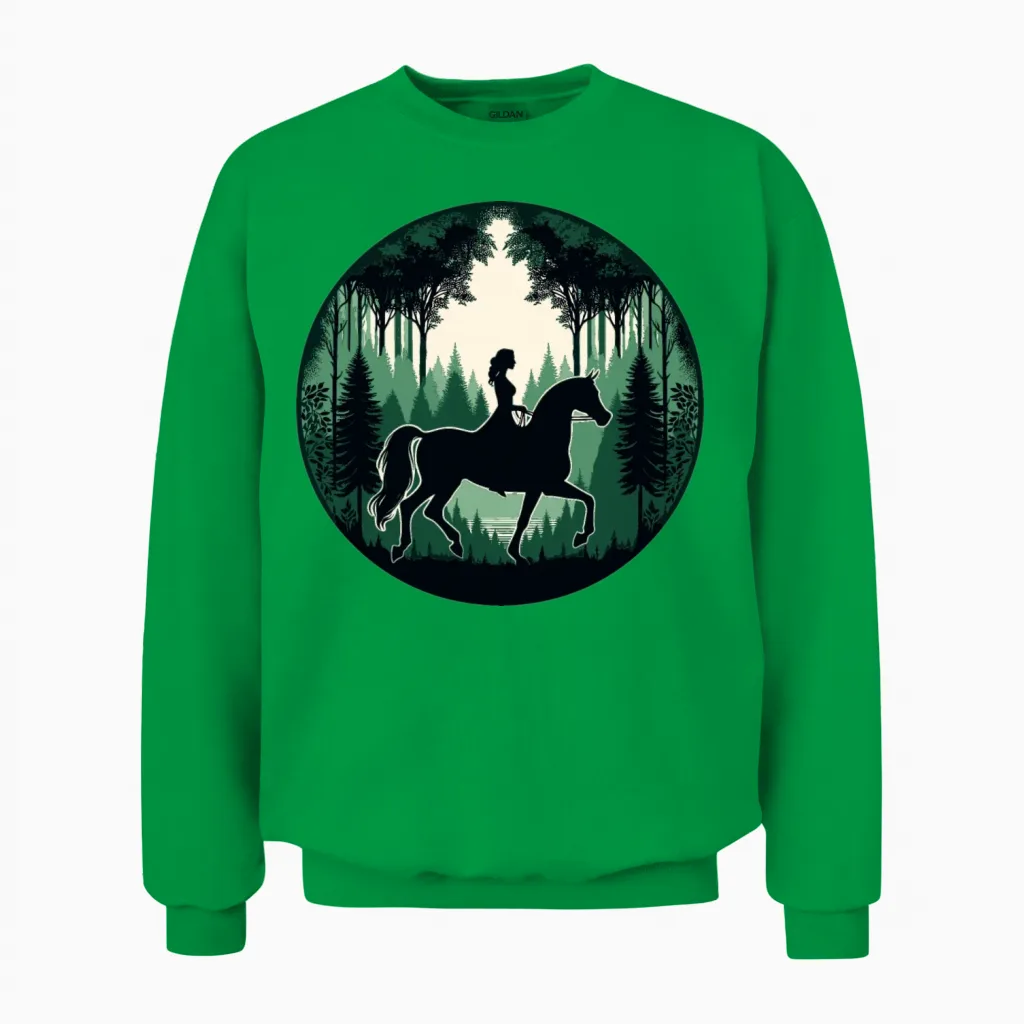 Arabian Horse Woman - Lovers Unisex Sweatshirt in Irish Green