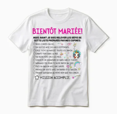Evjf Liste Jeux Drôle Enterrement De Vie De Jeune Fille Unisex T-Shirt - White