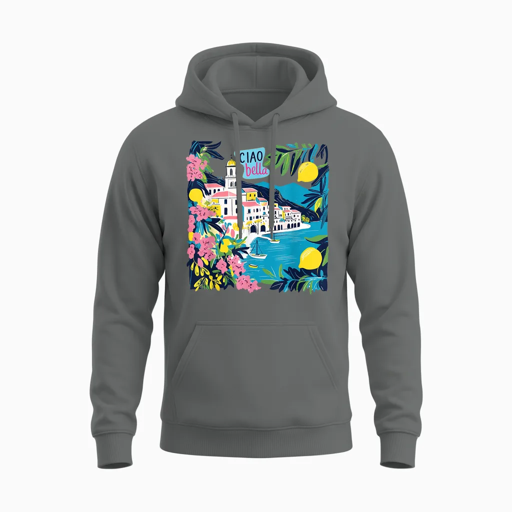 Ciao Bella Italy Amalfi Coast Unisex Hoodie in Graphite Heather