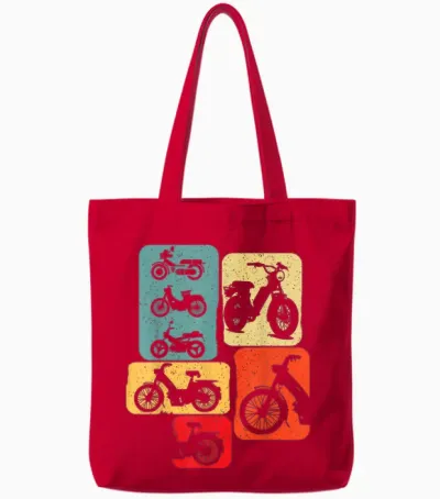 Moped Mob Mobeur Mopeds Boy Man Ritro Tote Bags - Red