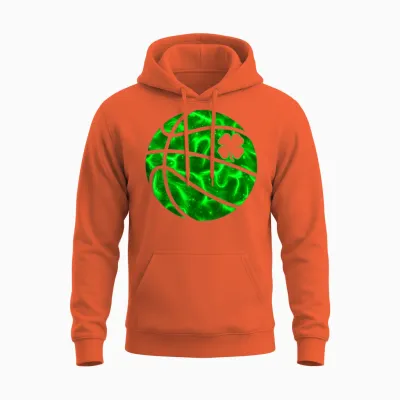Basketball Shamrock Lucky Clover Irish St Patrick's Day Boys Unisex Hoodie - Orange
