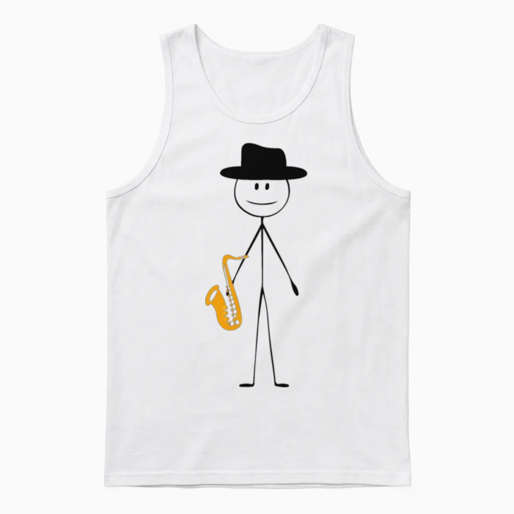 Saxophone Saxophone Guy Unisex Tank Top in White
