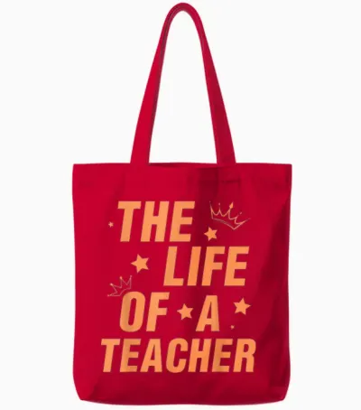 Trendy the Life of a Teacher Tote Bags - Red
