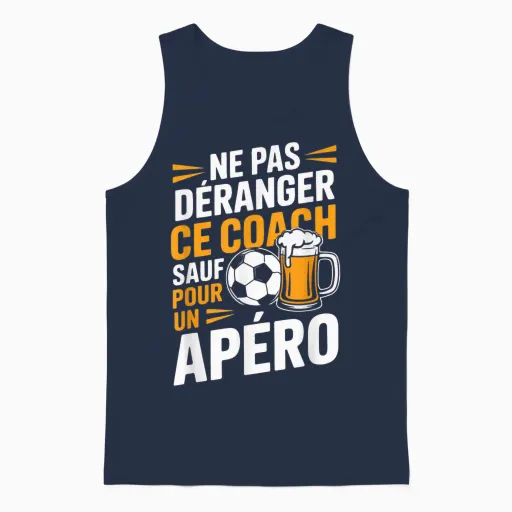 Coach Foot Apéro Homme Humour Idée Cadeau Drôle Bière Unisex Tank Top in Navy