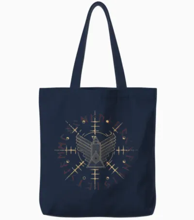 Helm of Awe Eagle Moon Phase Tote Bags - Navy