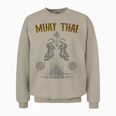 Tattoo Muay Thai Buddha Kickboxing Cultural Asian Sak Yant T-Shirt, Black, S Unisex Sweatshirt - Sand