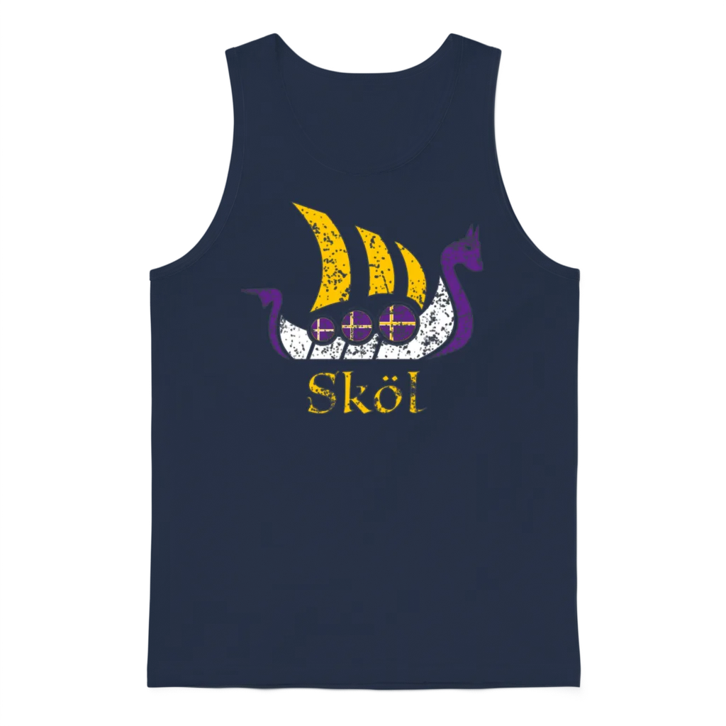 Skol Nordic Scandinavian Vikings Boat Unisex Tank Top - Navy
