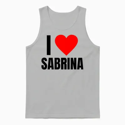 Personalised Name I Love Sabrina for Women Heart Shaped Unisex Tank Top - Ash