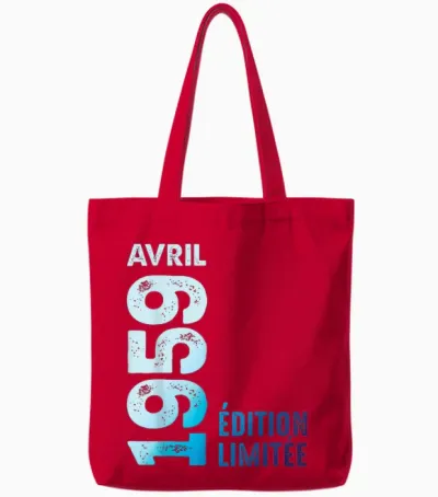 Limited Edition April 1959 Birthday Gift 1959 T-Shirt, Black, S Tote Bags - Red