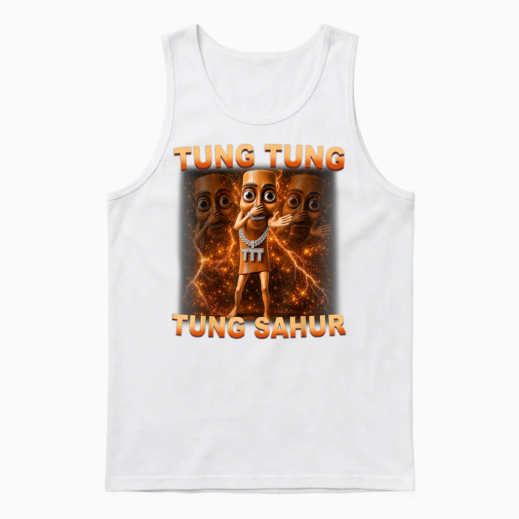 Tung Tung Tung Sahur Is Calling Scuba Dance Meme For Unisex Tank Top in White