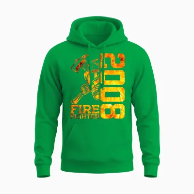 Fire Fighter 2008 15 Years Fire Fighter 15th Birthday T-Shirt, Black Unisex Hoodie - Irish Green