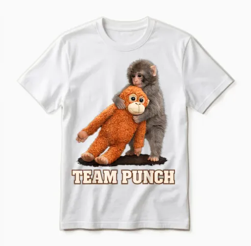 Adorable Monkey Punch Baby Graphic Team Punch Big Love Gifts Unisex T-Shirt in White