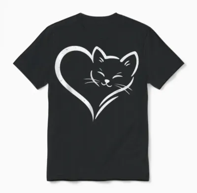 Cute Cat Heart - Cute Heart Cat Mom Women Girls Unisex T-Shirt - Black