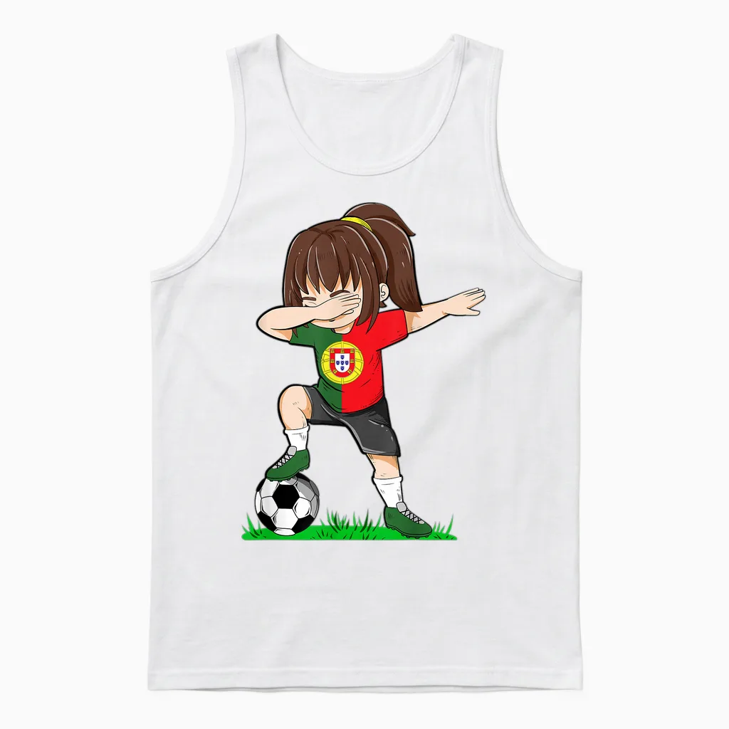 Fußball Portugal Trikot Shirt Portugiesische Flagge Fußball Mädchen Unisex Tank Top in White