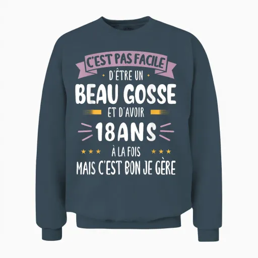 Original Birthday Gift Boy 18 Years Old Beau Gosse Humour Unisex Sweatshirt - Dark Heather