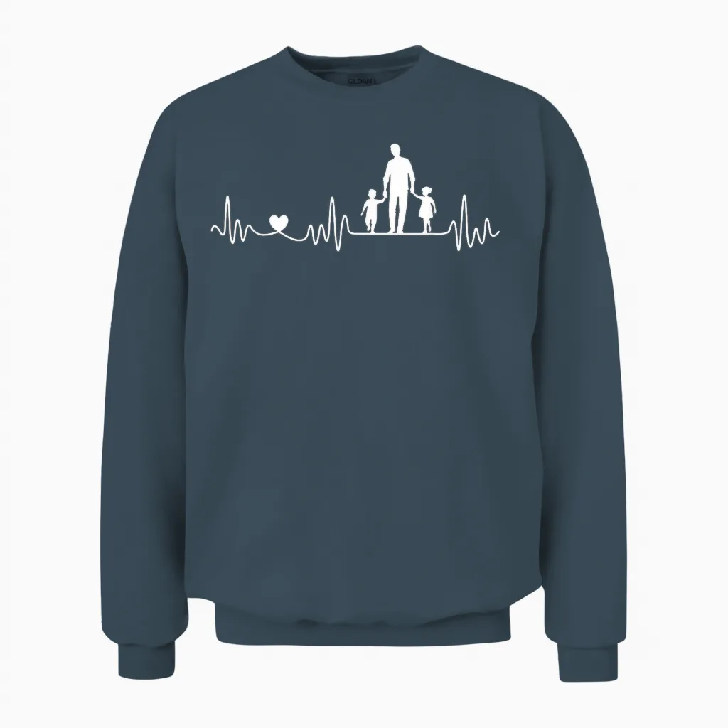 Vater Sohn Tochter Herzschlag Frequenz Für Papa Zum Vatertag Unisex Sweatshirt in Dark Heather
