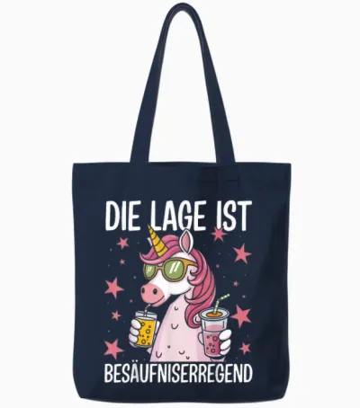 Die Lage Ist Besäufniserregend Funny Saying Party Outfit T-Shirt, Black Tote Bags - Navy